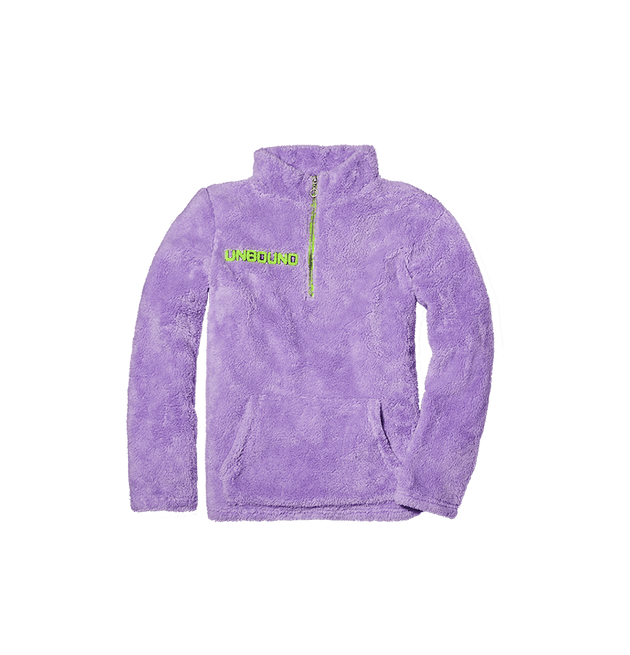 Violet Unbound fleece with green logo