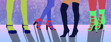 different pairs of feet in high heels