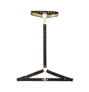 Adjustable black and gold body harness