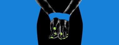 ilustrration of hands tied behind back using bondage tape